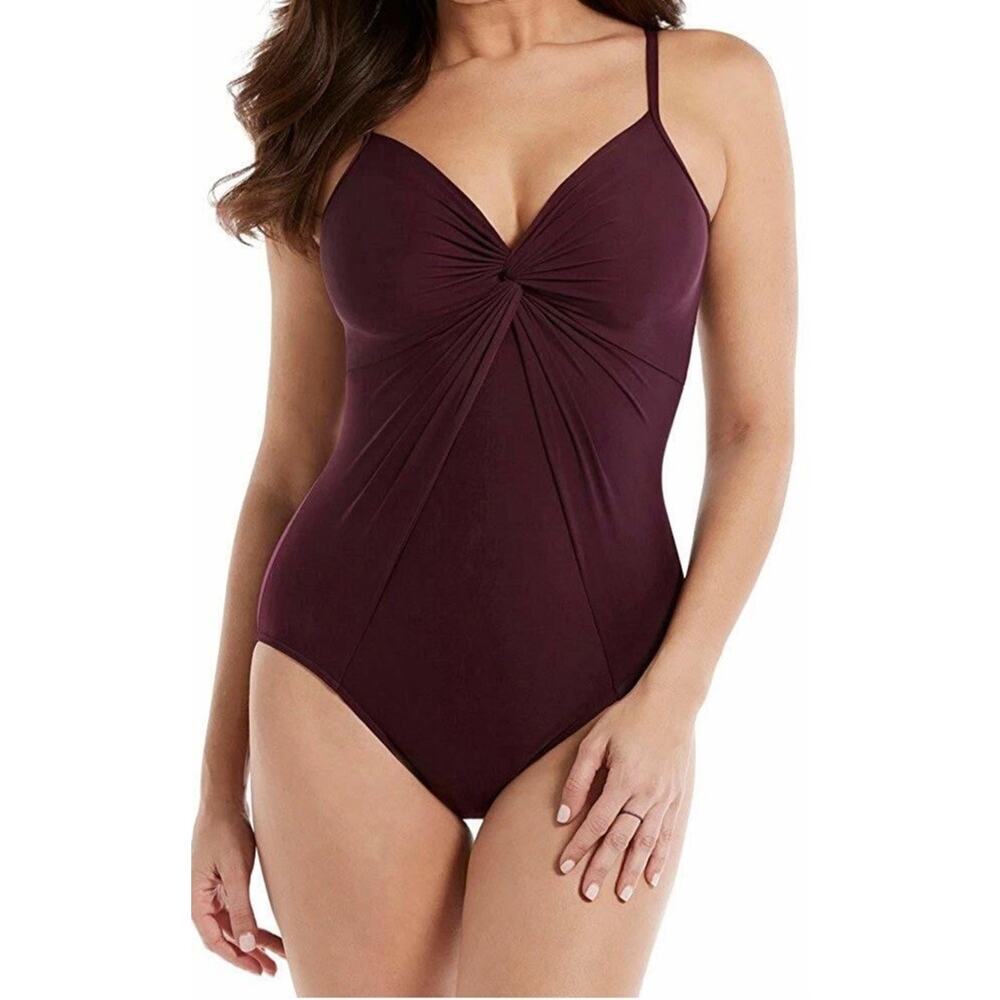 NEW MIRACLESUIT SHIRAZ ROCK SOLID LOVE KNOT ONE PIECE SWIMSUIT SIZE 12 6516659